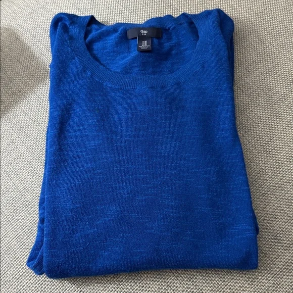 LOVELY GAP BLUE THIN KNIT SWEATER 3/4 SLEEVE - Picture 10 of 11